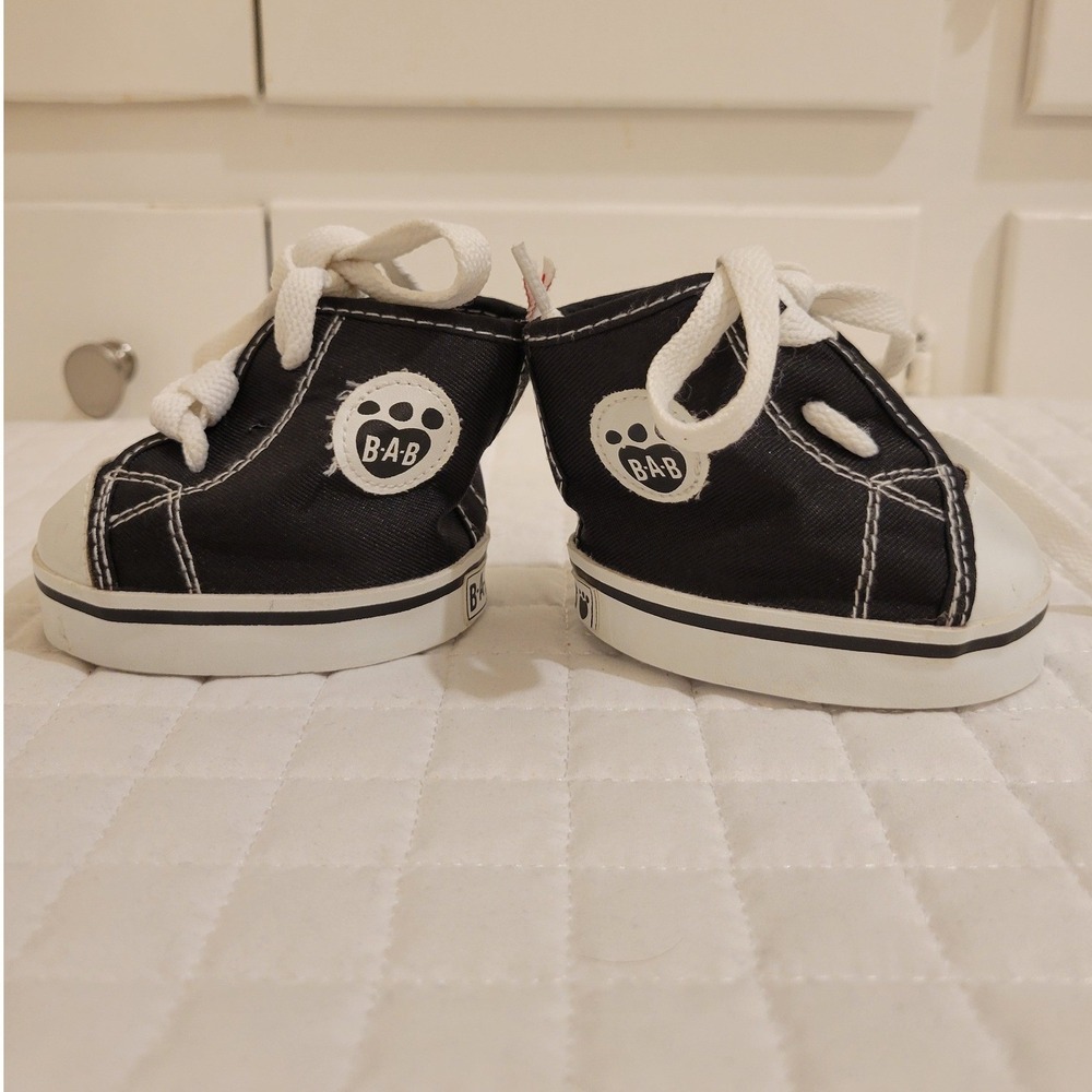 Build-A-Bear Workshop Black Canvas High Top Sneakers Shoes Basketball Plush Cute